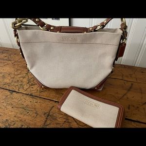 Coach linen bag with matching wallet